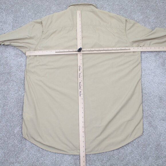 Exofficio Insect Shield Shirt Mens 2XL XXL Tan Vented Snap Button Long Sleeve - Picture 12 of 14